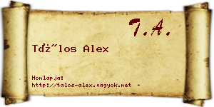 Tálos Alex névjegykártya
