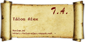 Tálos Alex névjegykártya